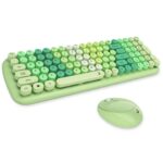 iGear KeyBee Retro Typewriter Inspired 2.4GHz Wireless Keyboard with Mouse Combo for Desktop/Laptop and Devices with USB Support, Single Nano Receiver, Round Keycaps, Cleaning Brush (White) (Green) - Image 2