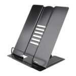 oddpod™ A4 Big Size Adjustable Folding Hands-Free Elegant Metal Stand for Book Reading, Laptop, Tablets for Office, Home, Student Document, Cookbook, Textbook - Black - Image 2