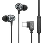 pTron Boom Play X3 In-Ear Type C Wired Headphones with Mic, 10mm Drivers for Pristine Sound, In-line Controls, 90 Degree USB-C Connector, 1.2m Tangle-Free Cable, Metal Buds & Wide Compatibility(Black) - Image 2