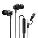 pTron Boom Play X5 in-Ear Wired Earphones w/Type-C & 3.5mm Aux Connectors, 10mm Drivers for Pristine Sound, HD Mic for Clear Calls, in-line Controls,1.2m Tangle-Free Cable & Wide Compatibility(Black) - Image 2