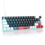 surmen 65% Mechanical Gaming Keyboard with Linear Red Switch, Wired Mini Compact Keyboard 60 Percent Backlit for Laptop Desktop PC Gamers（68 Black-Ice Blue） - Image 2